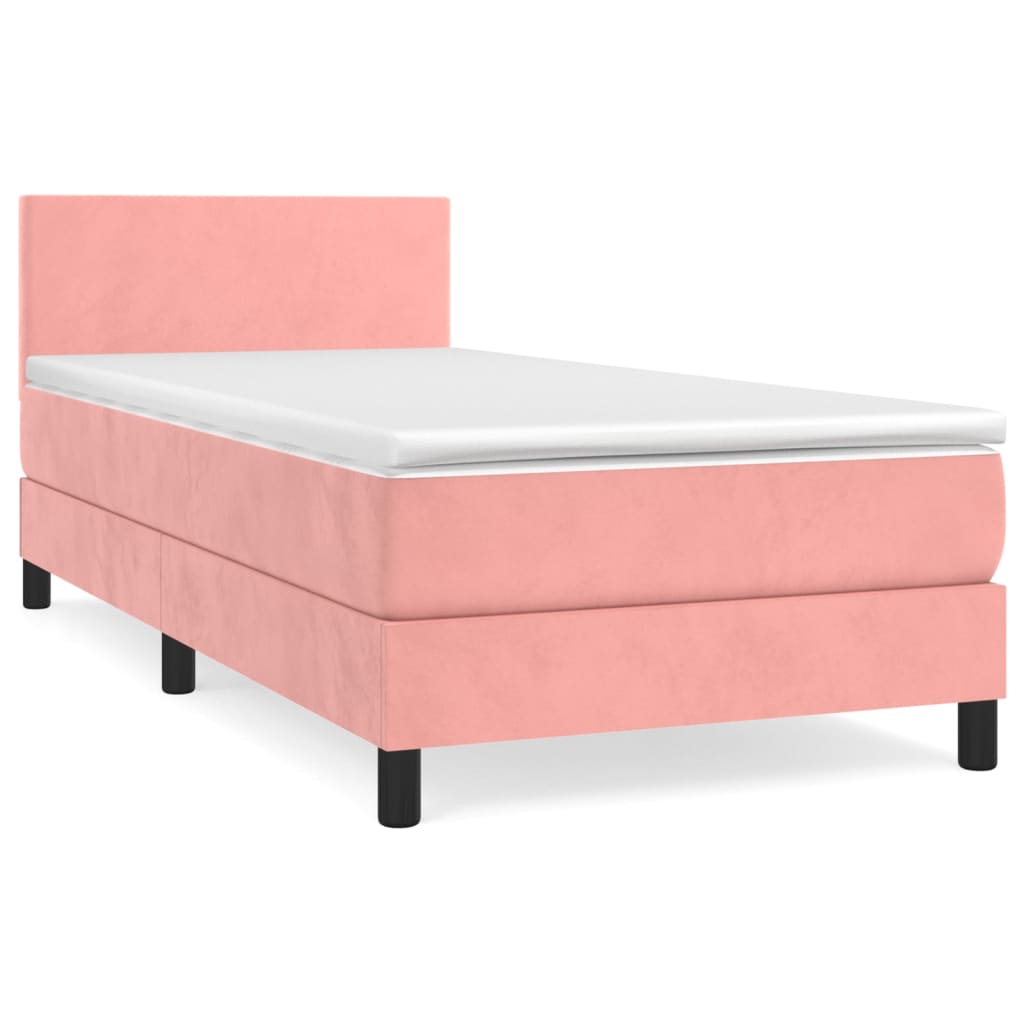 vidaXL Ramsäng med madrass rosa 100x200 cm sammet