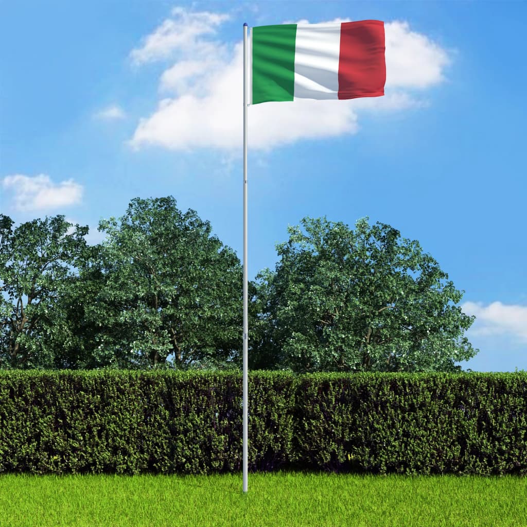 vidaXL Italiens flagga och flaggstång i aluminium 6 m