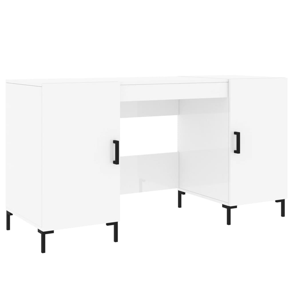 vidaXL Skrivbord vit högglans 140x50x75 cm konstruerat trä