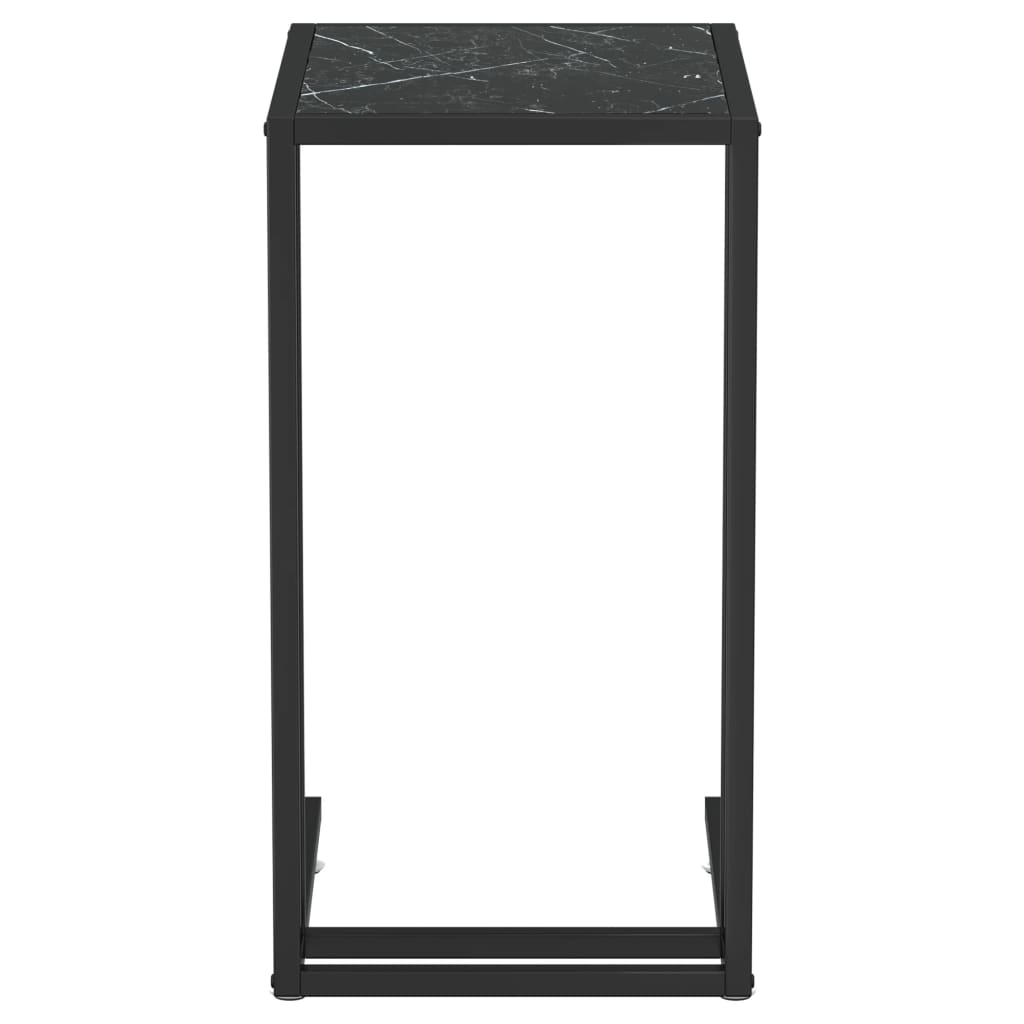 vidaXL Sidobord till datorbord svart marmor 50x35x65 cm härdat glas