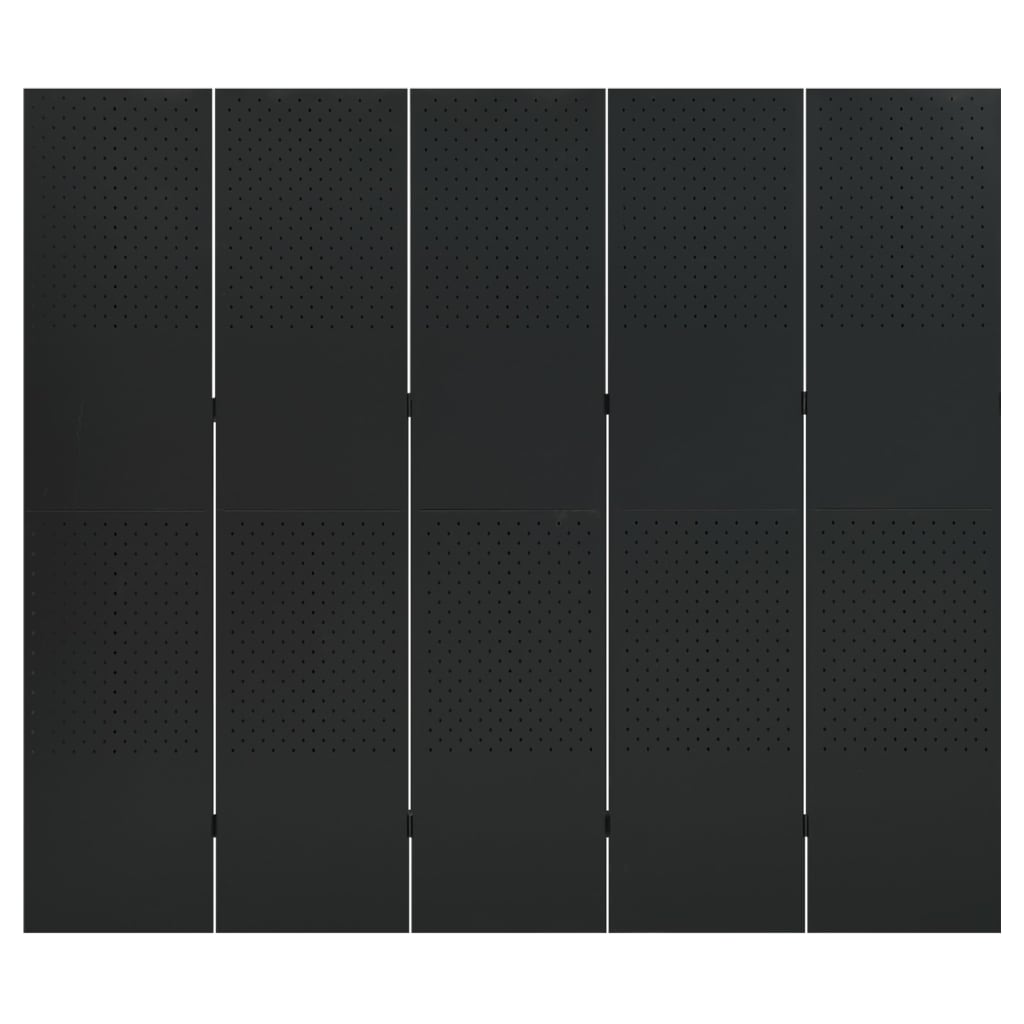 vidaXL Rumsavdelare 5 paneler 2 st svart 200 x 180 cm stål