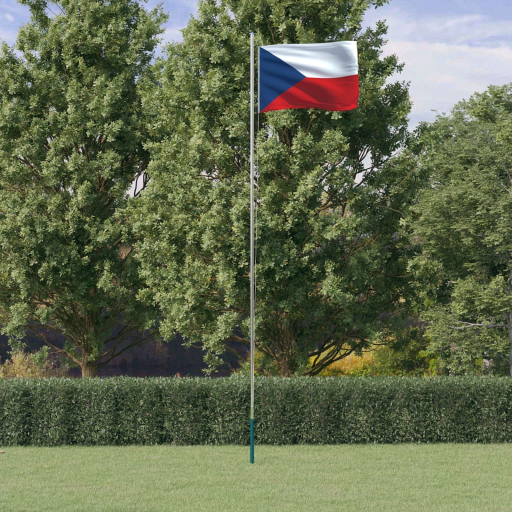 vidaXL Tjeckiens flagga och flaggstång 6,23 m aluminium