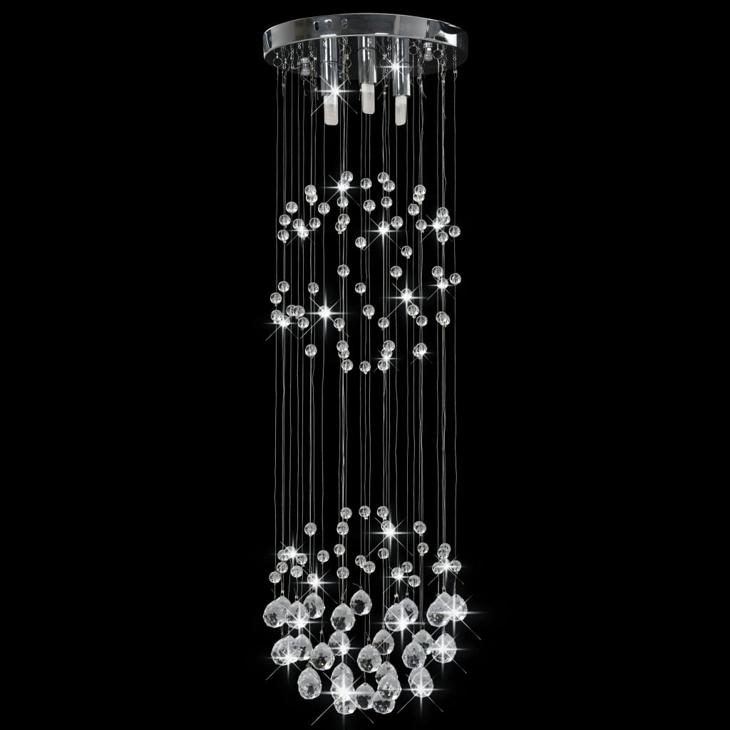vidaXL Taklampa med kristallpärlor silver sfär 3 x G9-lampor