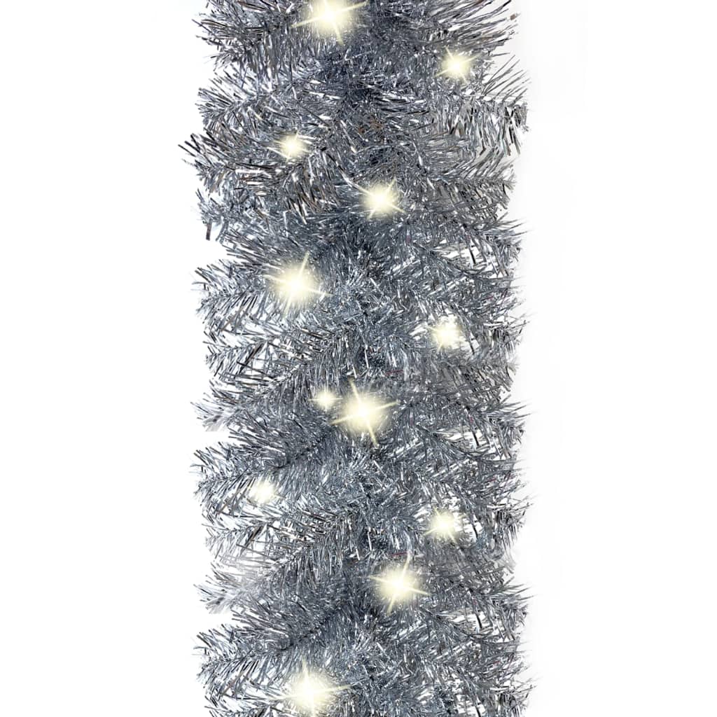 vidaXL Julgirlang med LED-lampor 5 m silver