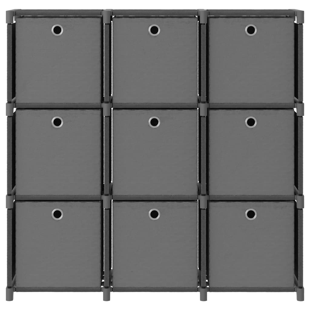 vidaXL Hylla med 9 kuber med lådor grå 103x30x107,5 cm tyg