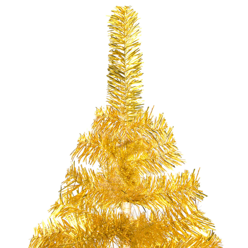 vidaXL Belyst plastgran med fot guld 240 cm PET