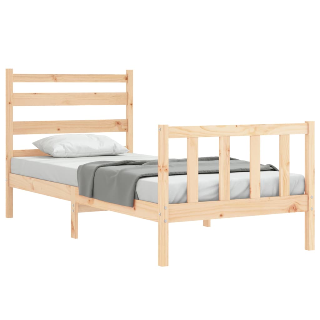 vidaXL Sängram med sänggavel massivt trä