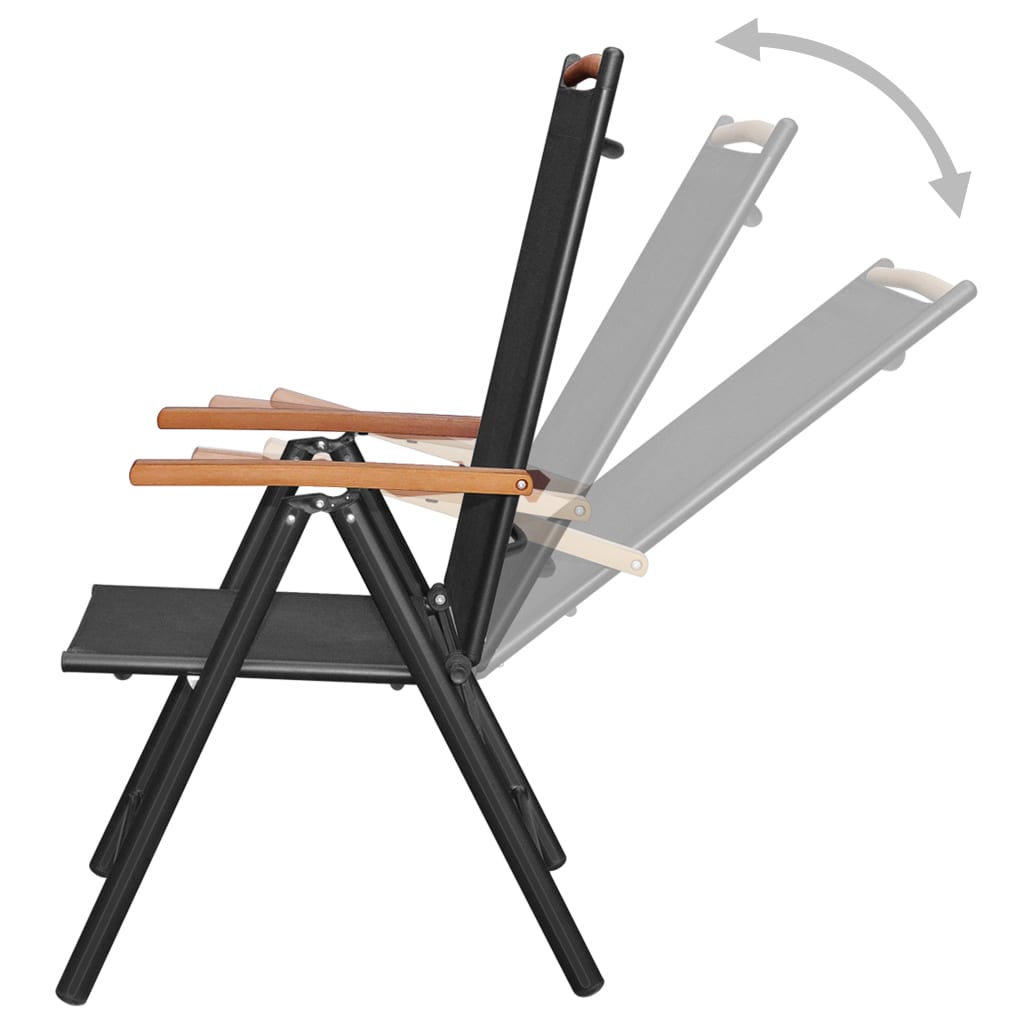 vidaXL Matgrupp för trädgården m. hopfällbara stolar 7 delar aluminium