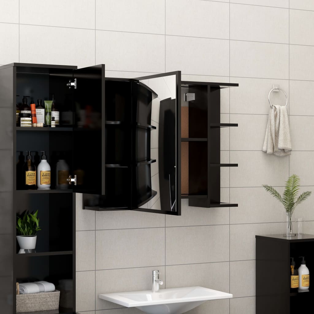 vidaXL Spegelskåp för badrum svart 80x20,5x64 cm konstruerat trä