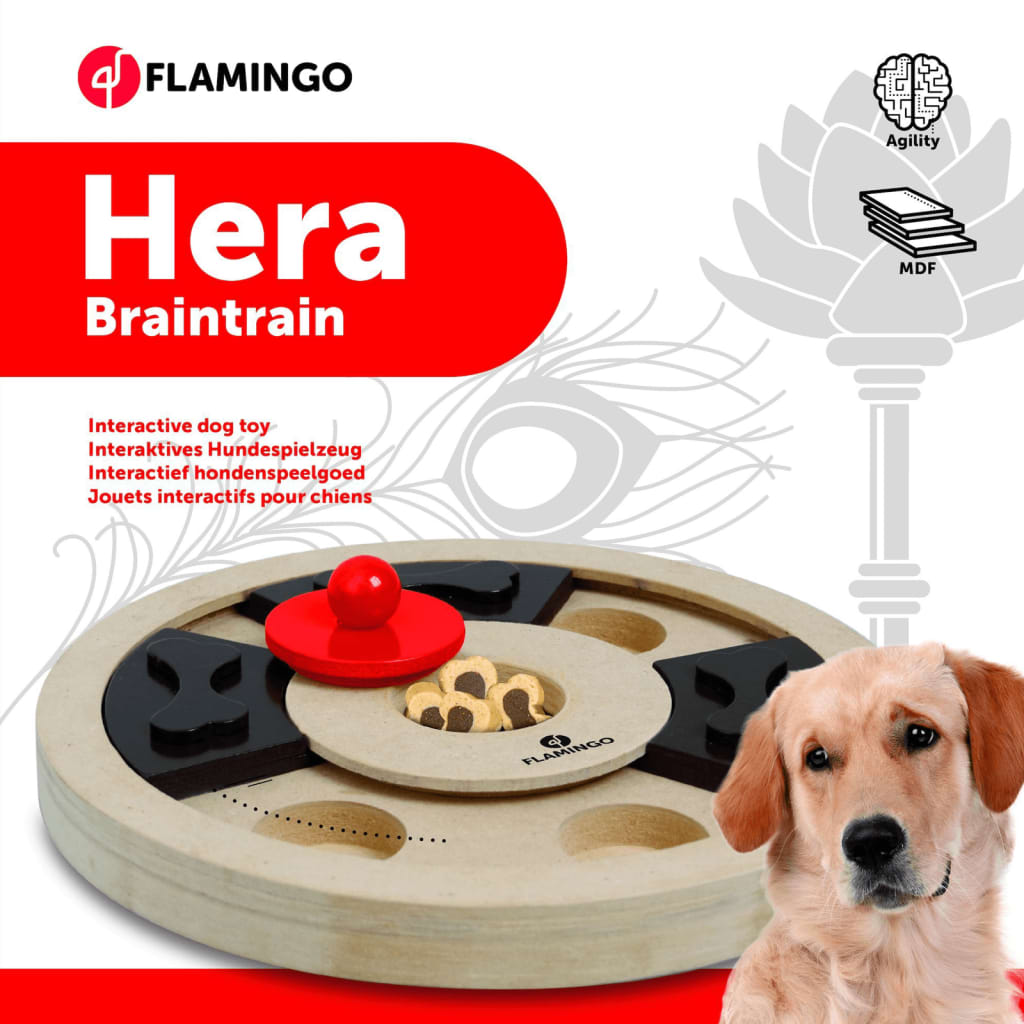 FLAMINGO Hundleksak för hjärnstimulans Hera 25 cm trä