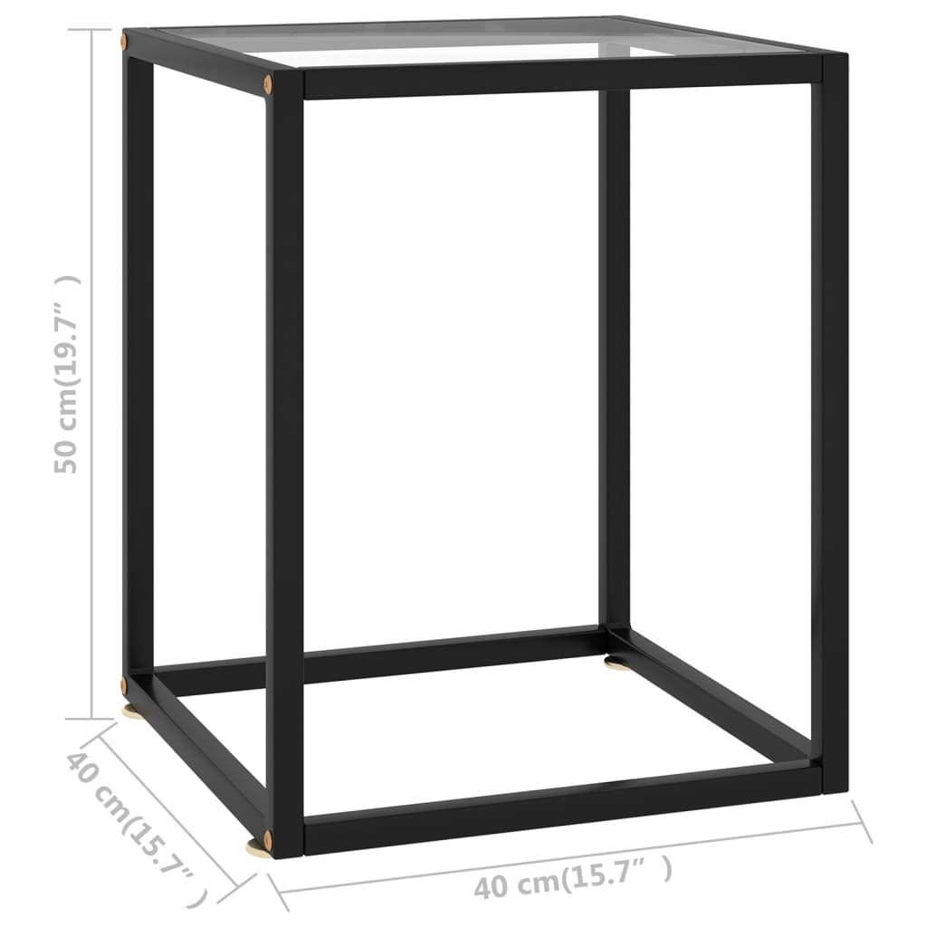 vidaXL Soffbord svart med härdat glas 40x40x50 cm