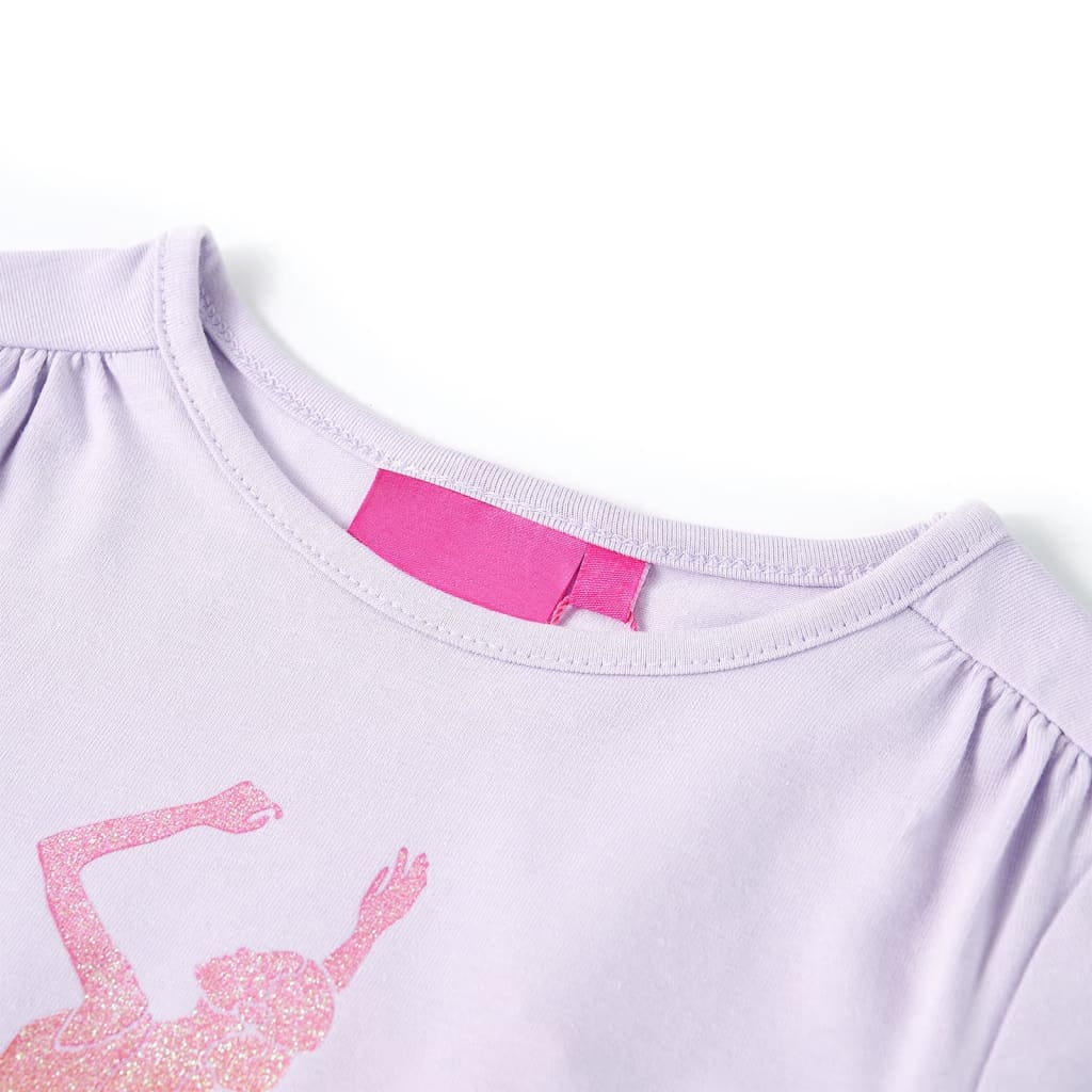 T-shirt med långa ärmar för barn ljuslila 92
