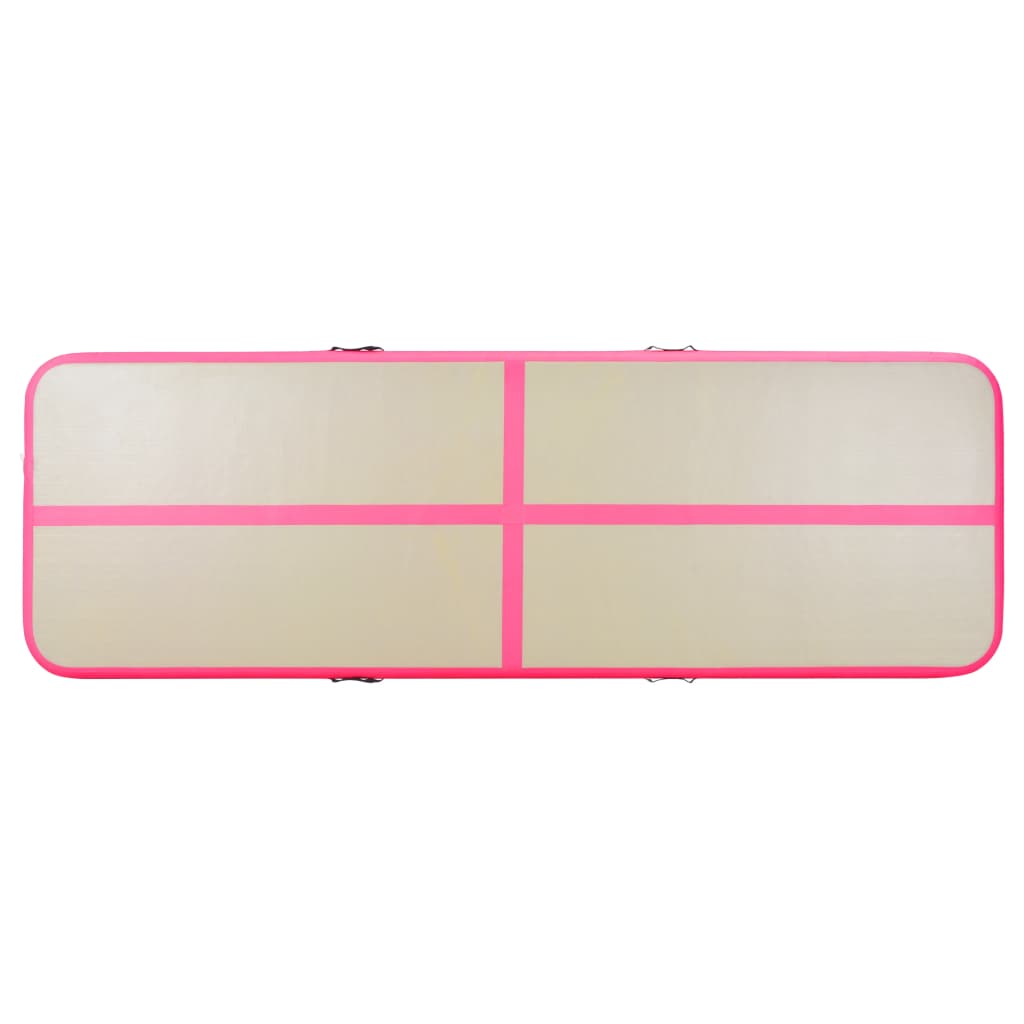 vidaXL Uppblåsbar gymnastikmatta med pump 600x100x10 cm PVC rosa