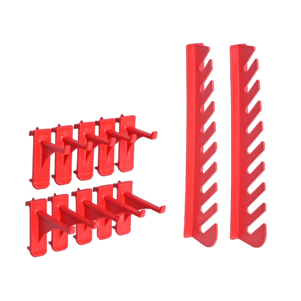 vidaXL Sortimentlådsats med väggpaneler 141 delar röd och svart