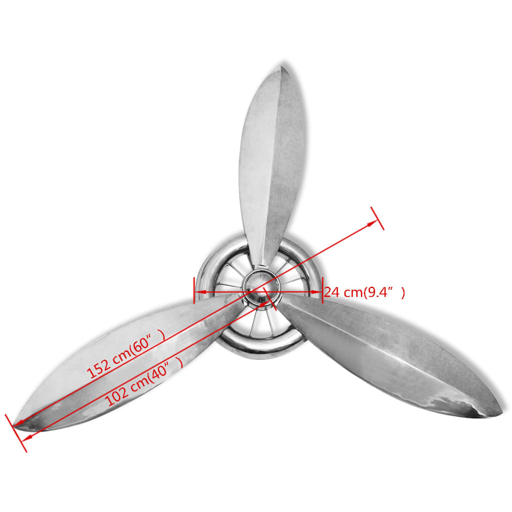 vidaXL Väggmonterad propeller aluminium silver 152 cm
