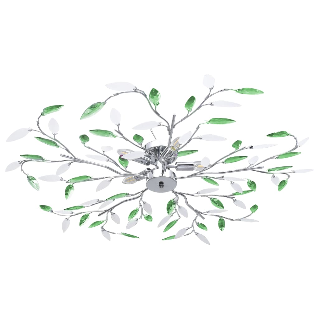 vidaXL Taklampa med akrylblad för 5 E14-lampor grön