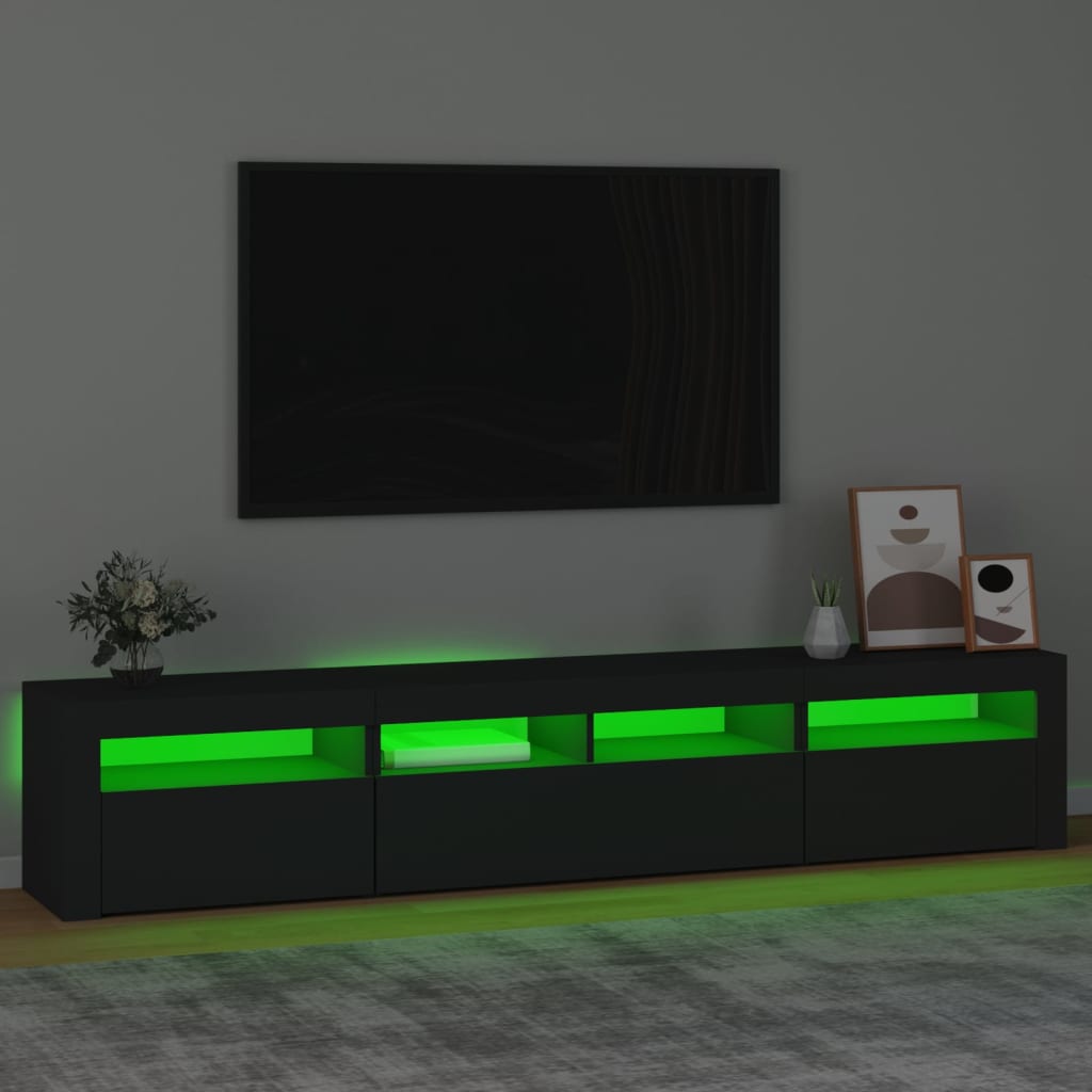 vidaXL Tv-bänk med LED-belysning svart 210x35x40 cm