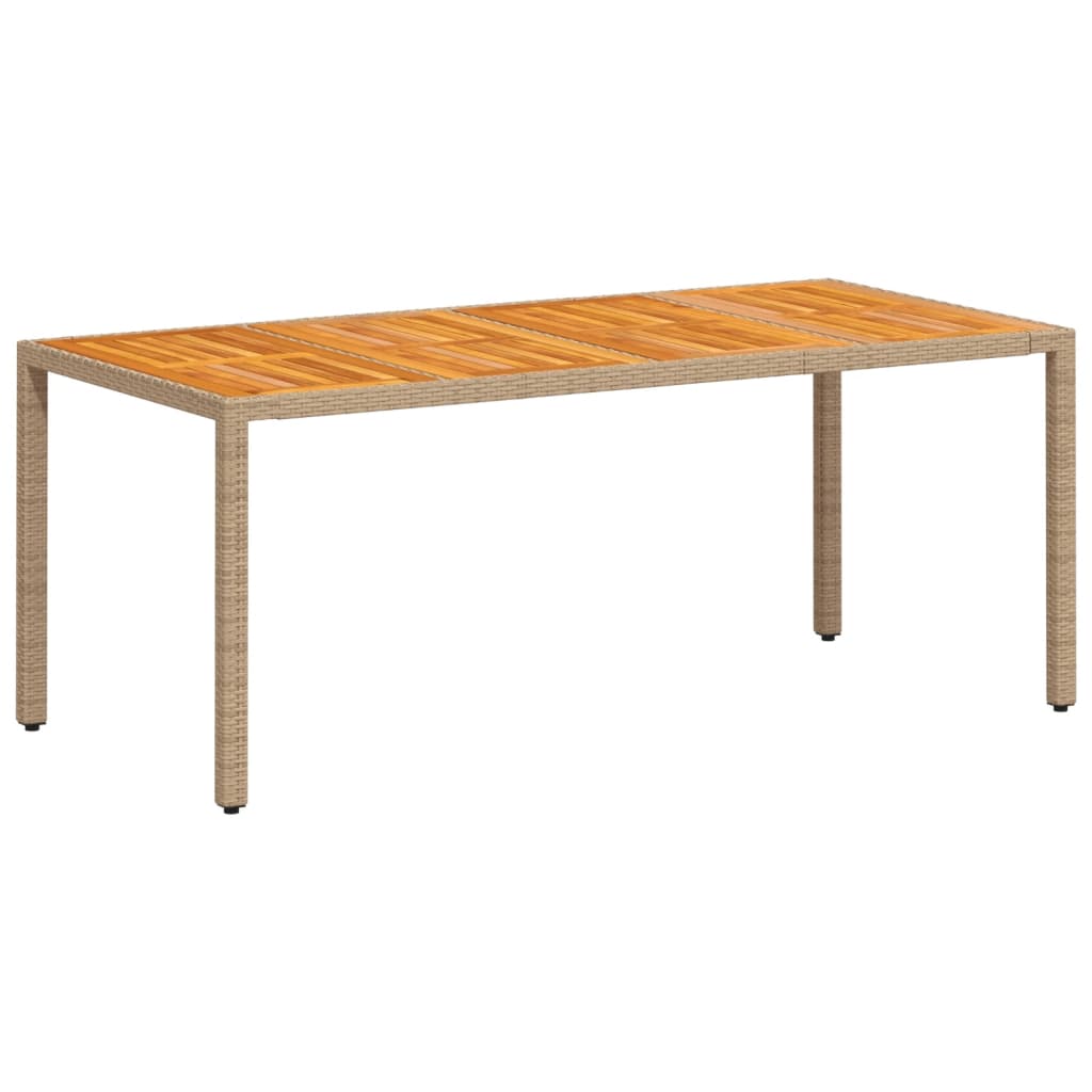 vidaXL Trädgårdsbord beige 190x90x75 cm konstrotting akaciaträ