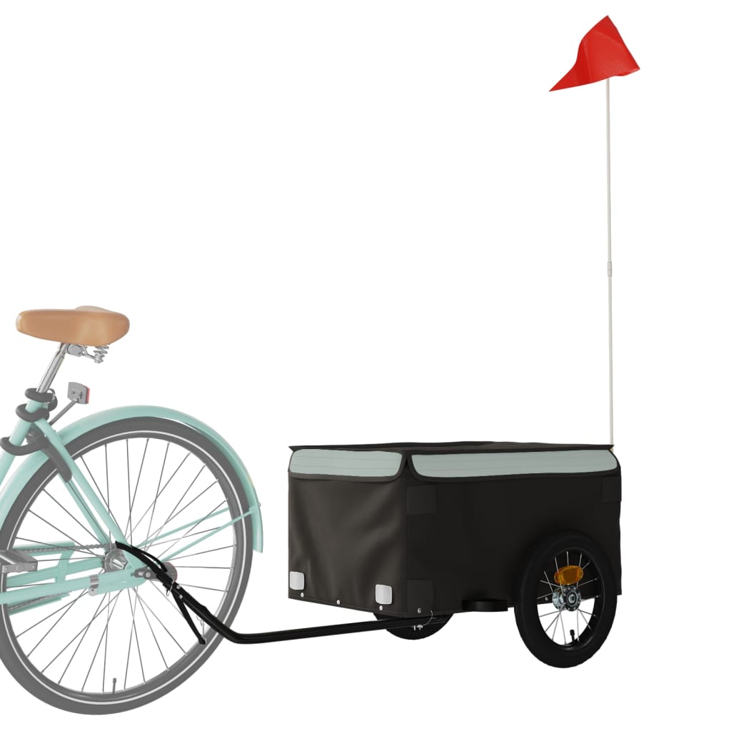 vidaXL Cykelvagn svart och grå 30 kg järn