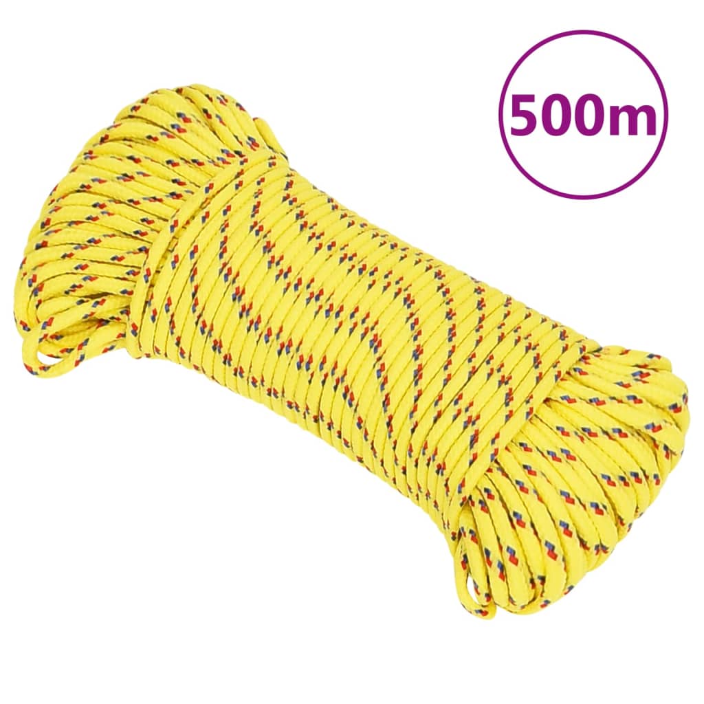 vidaXL Båtlina gul 3 mm 500 m polypropen