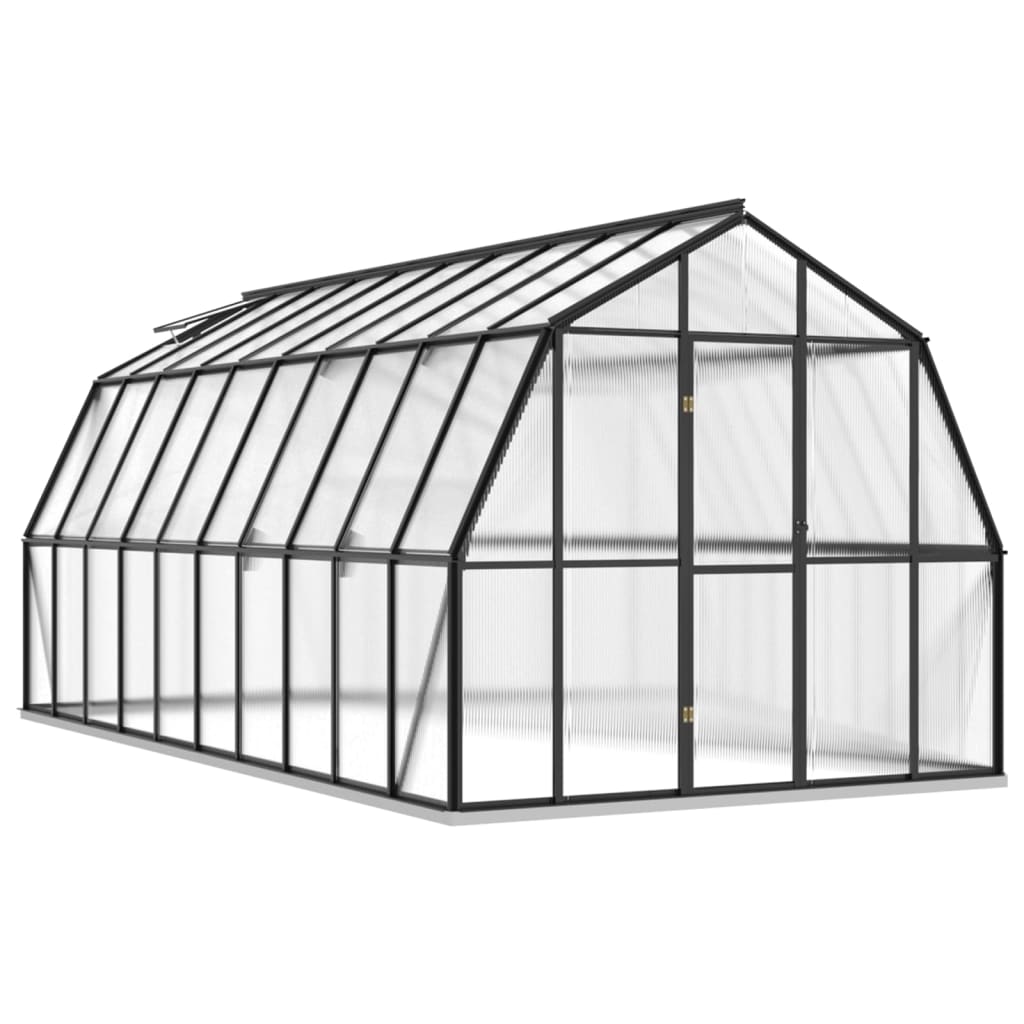 vidaXL Växthus med basram antracit 15,74 m² aluminium
