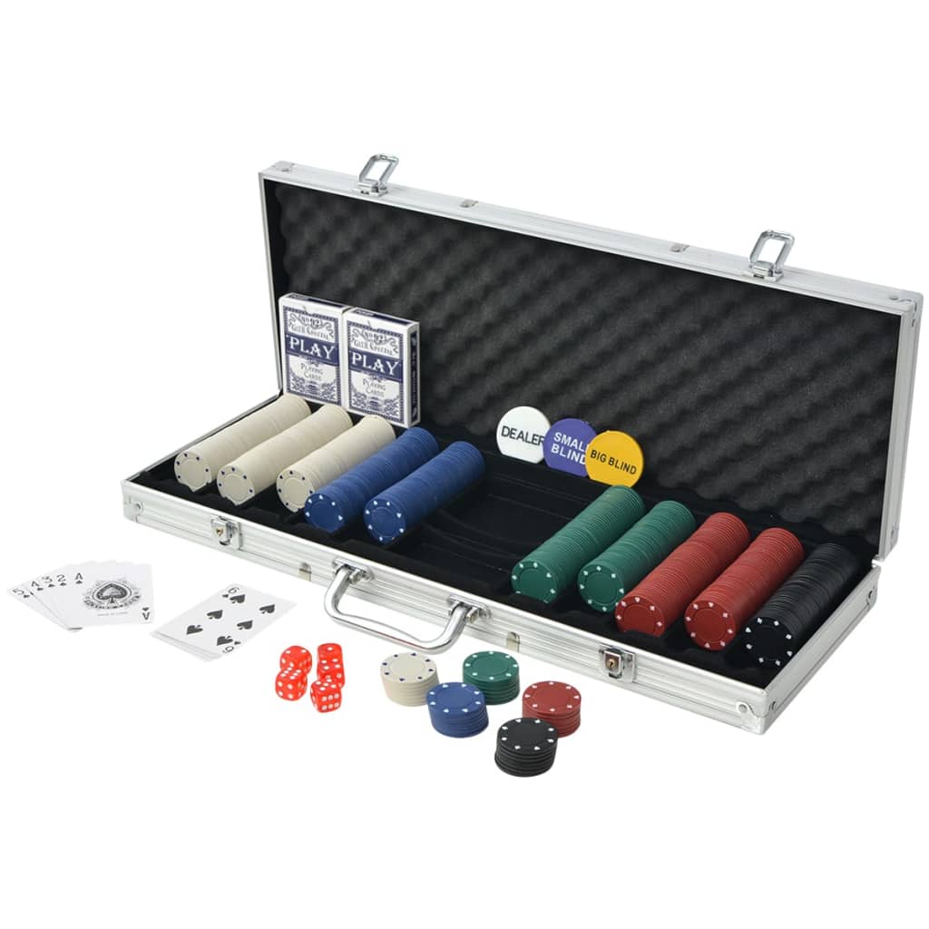 vidaXL Pokerset med 500 marker aluminium