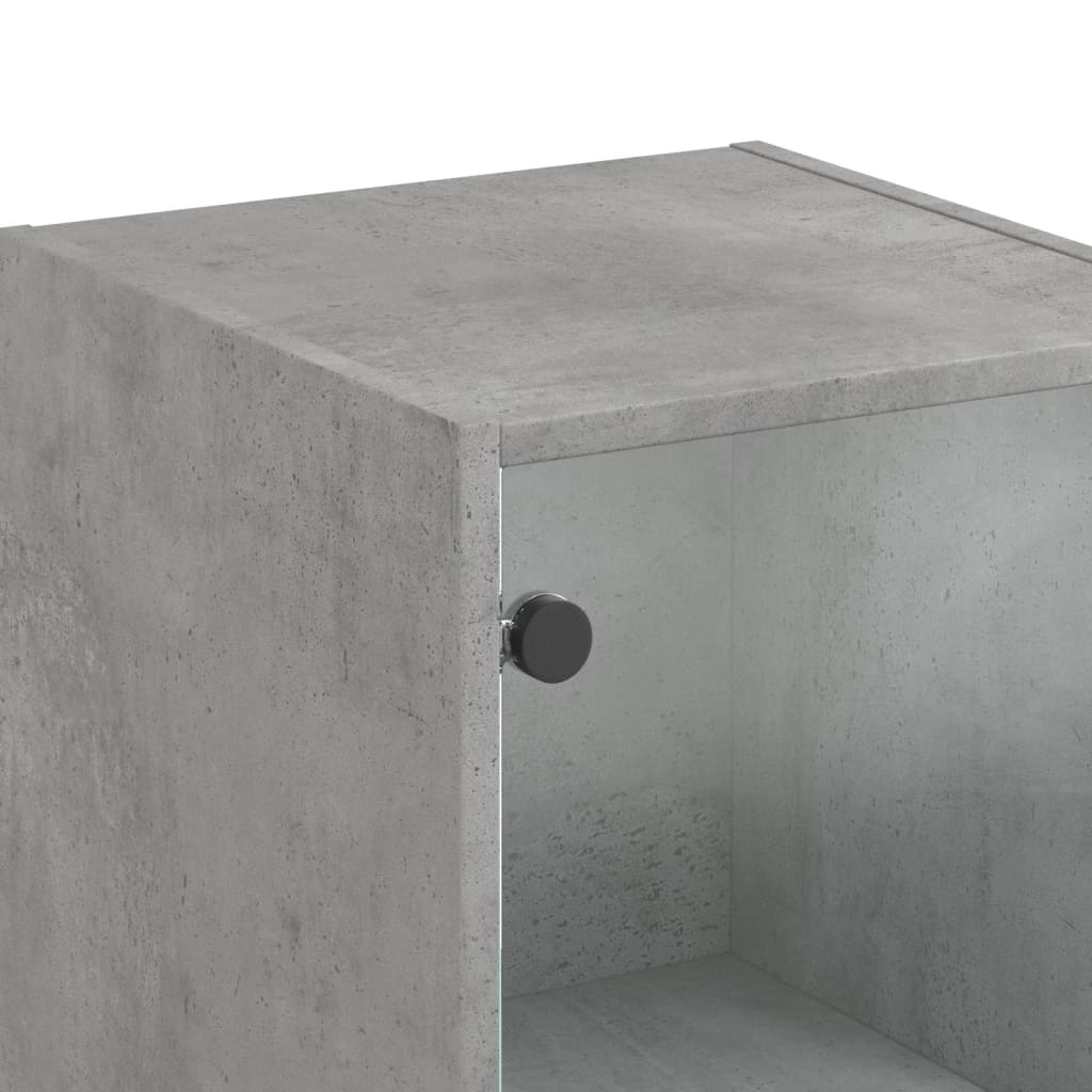 vidaXL Högskåp med glasdörrar betonggrå 35x37x142 cm