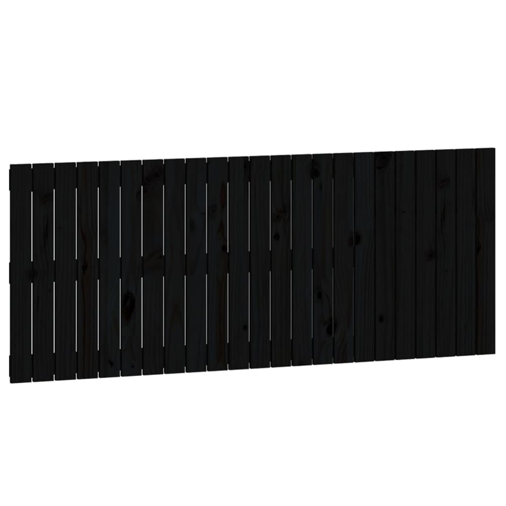 vidaXL Väggmonterad huvudgavel svart 147x3x60 cm massiv furu