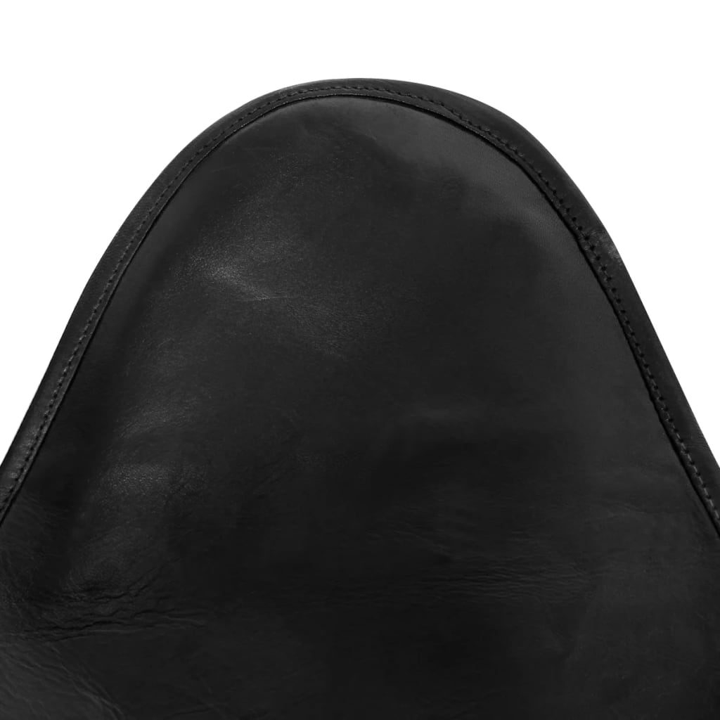 vidaXL Fladdermusfåtölj svart äkta läder
