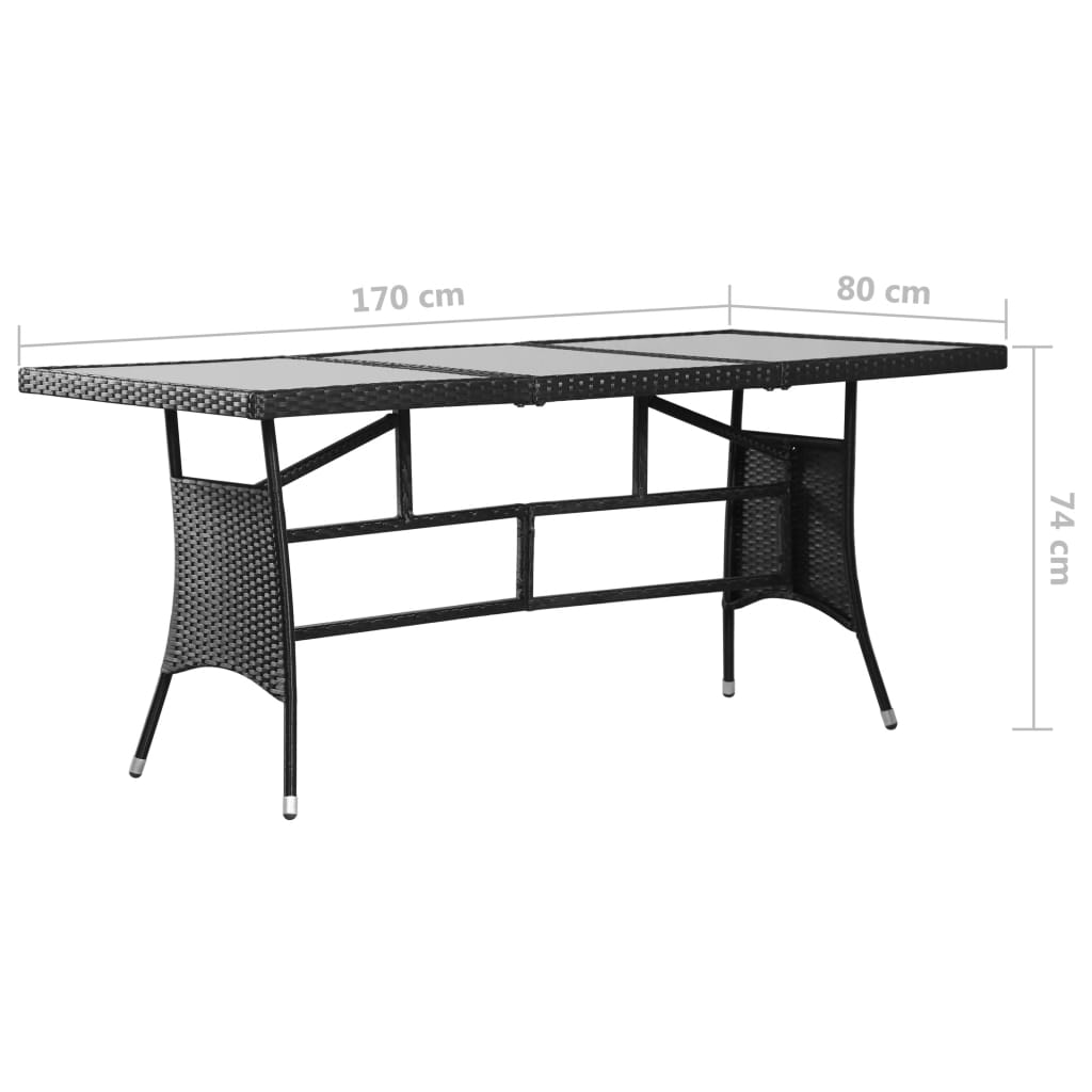 vidaXL Trädgårdsbord svart 170x80x74 cm konstrotting