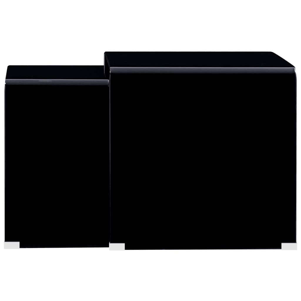 vidaXL Satsbord 2 st svart 42x42x41,5 cm härdat glas
