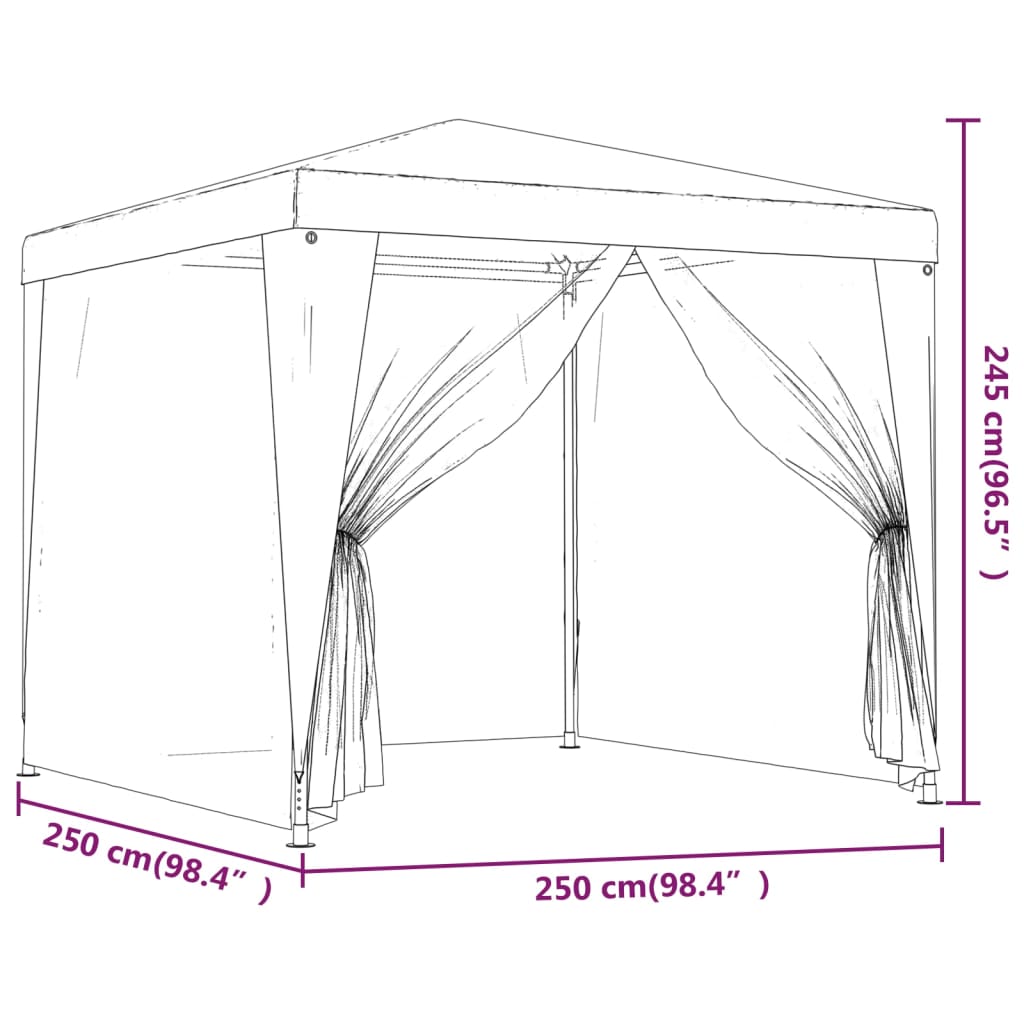 vidaXL Partytält med 4 sidoväggar i nät 2,5x2,5 m HDPE antracit