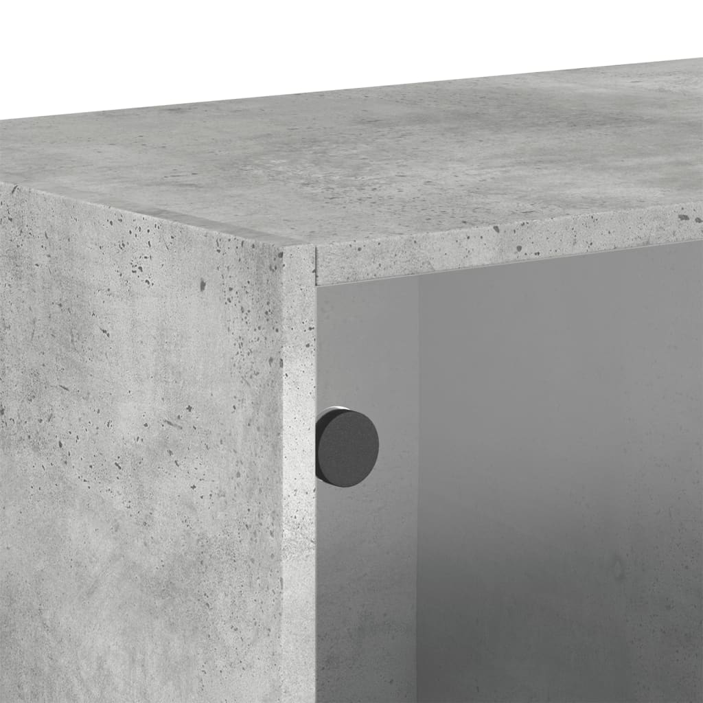 vidaXL Sidoskåp med glasdörrar betonggrå 68,5x37x35 cm