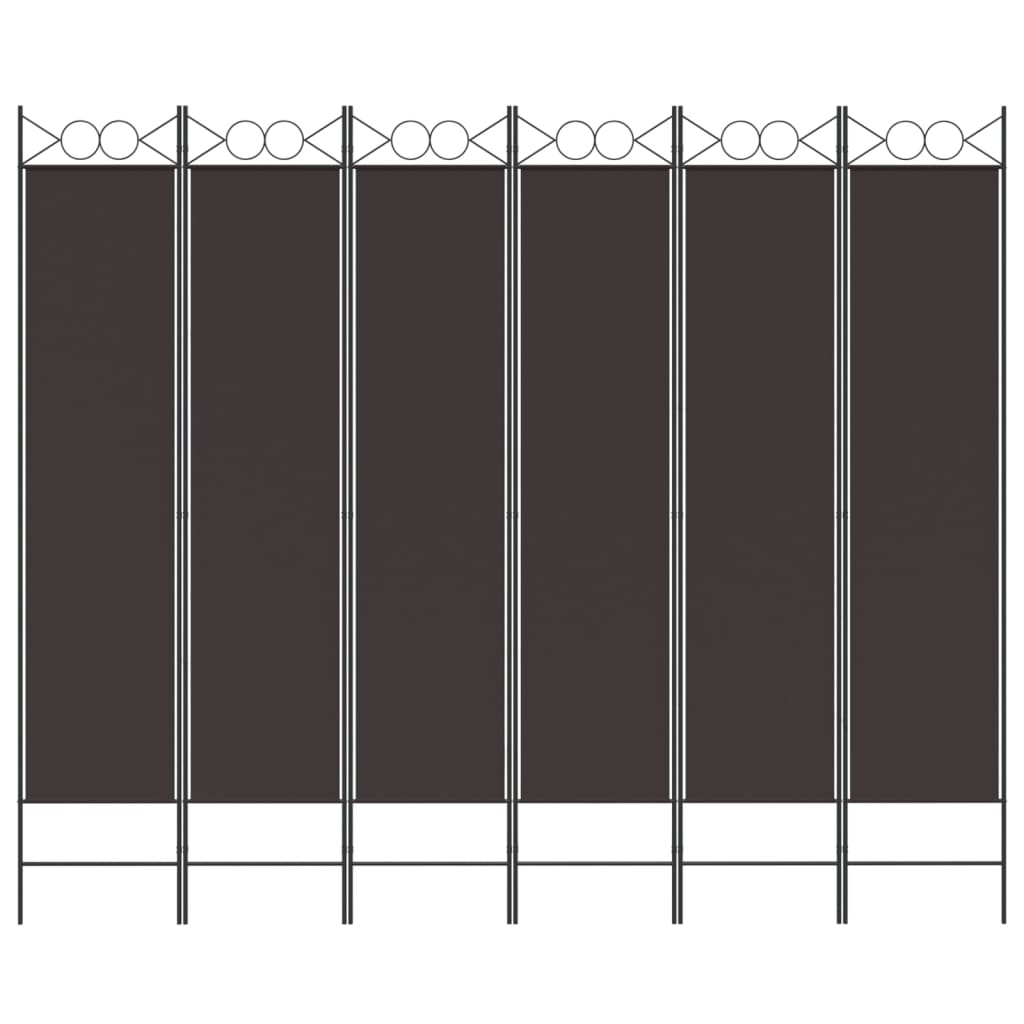 vidaXL Rumsavdelare 6 paneler brun 240x200 cm tyg