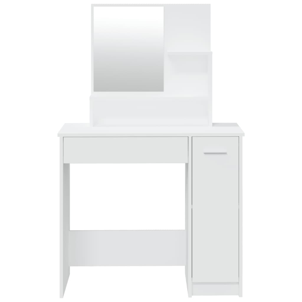vidaXL Sminkbord med spegel vit 86,5x35x136 cm