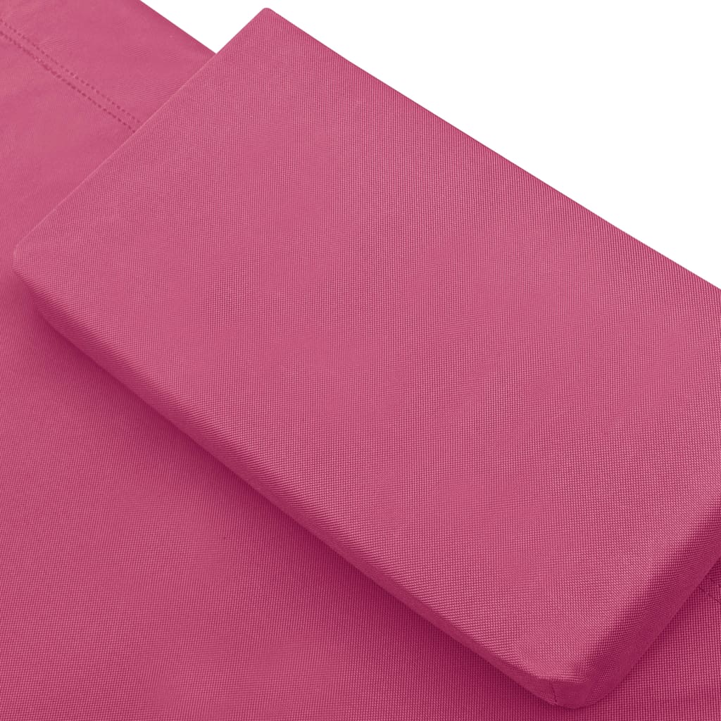 vidaXL Solsäng med tak & kudde rosa