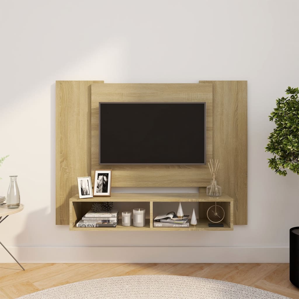 vidaXL Väggmonterat tv-skåp sonoma-ek 120x23,5x90 cm konstruerat trä