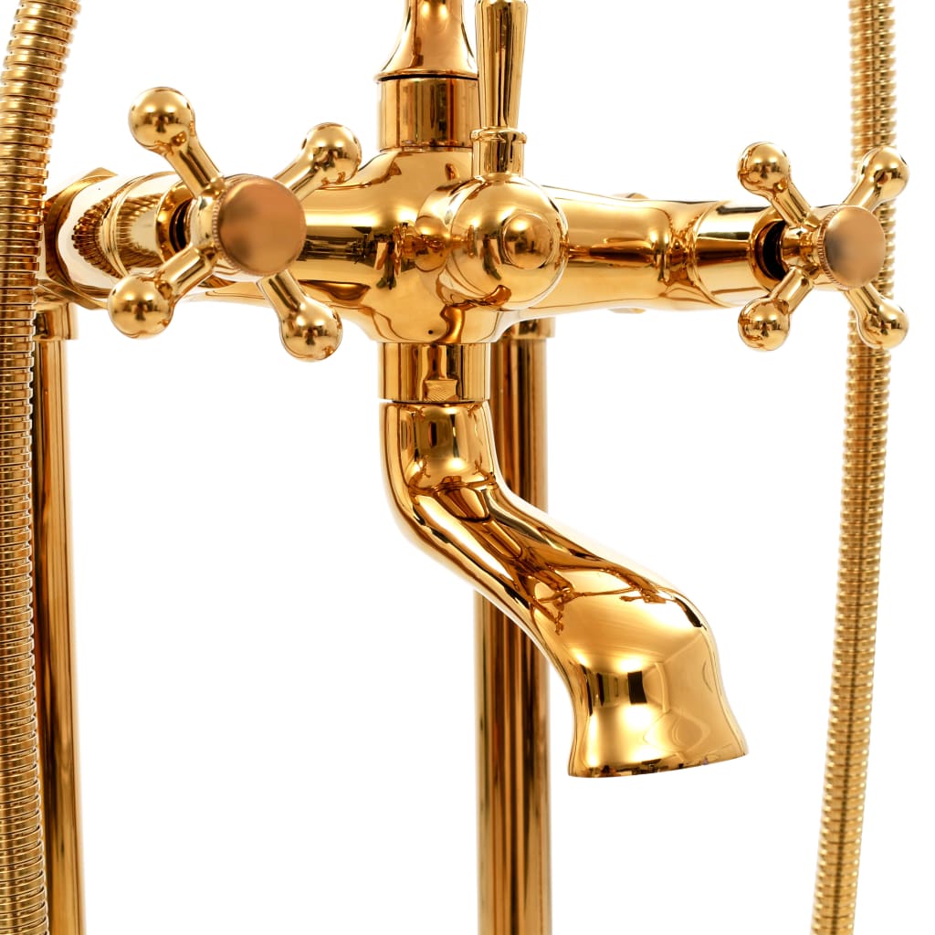 vidaXL Fristående badkarsblandare rostfritt stål 99,5 cm guld