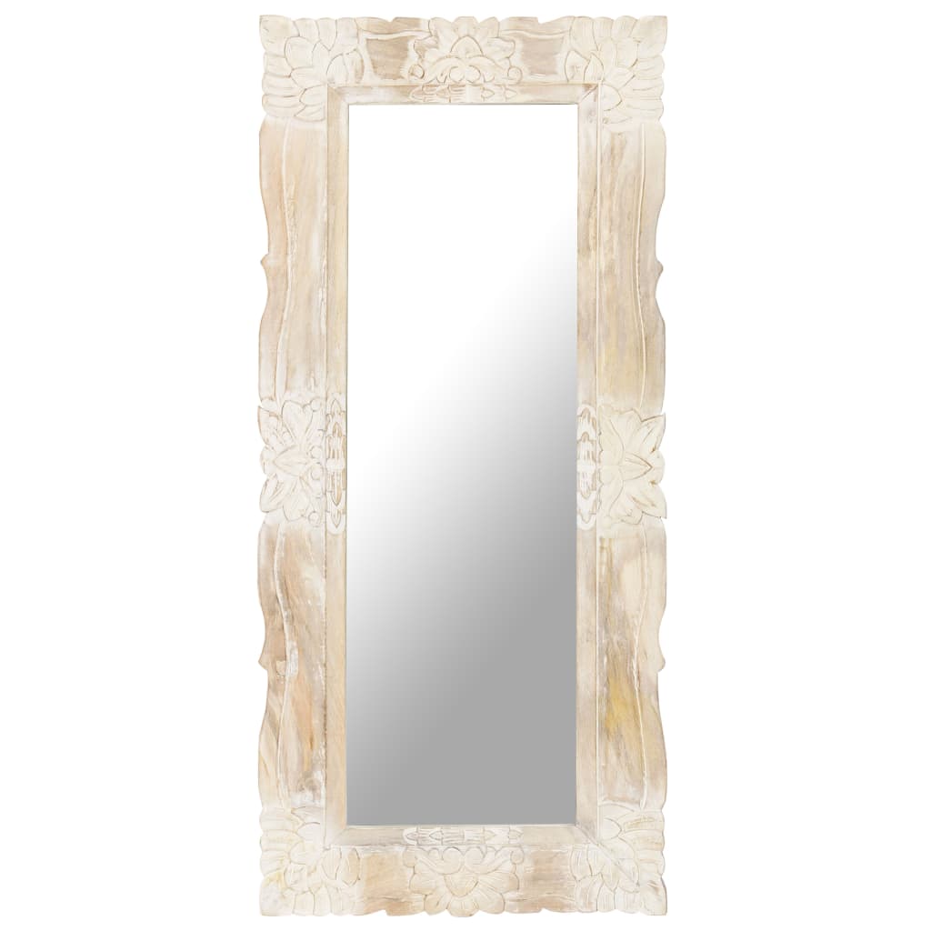 vidaXL Spegel vit 110x50 cm massivt mangoträ