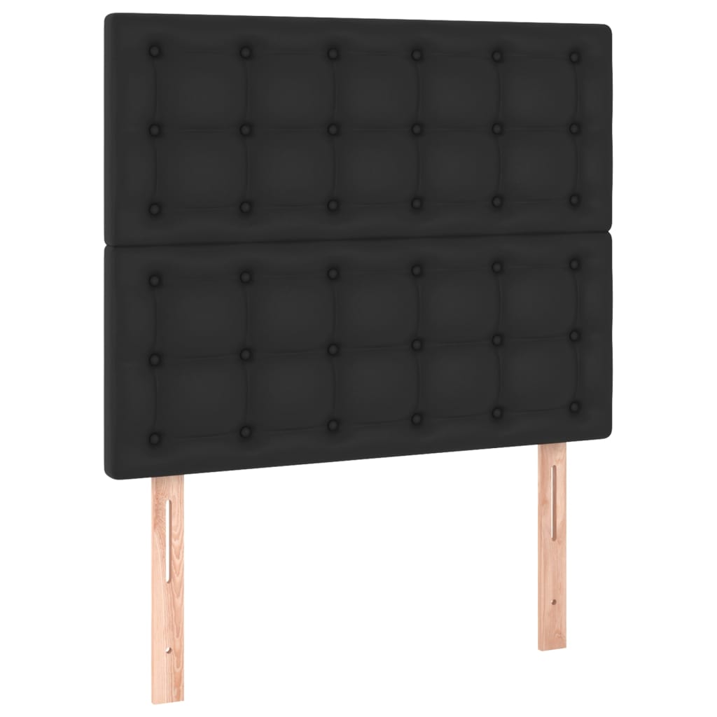 vidaXL Ramsäng med madrass & LED svart 90x190 cm konstläder