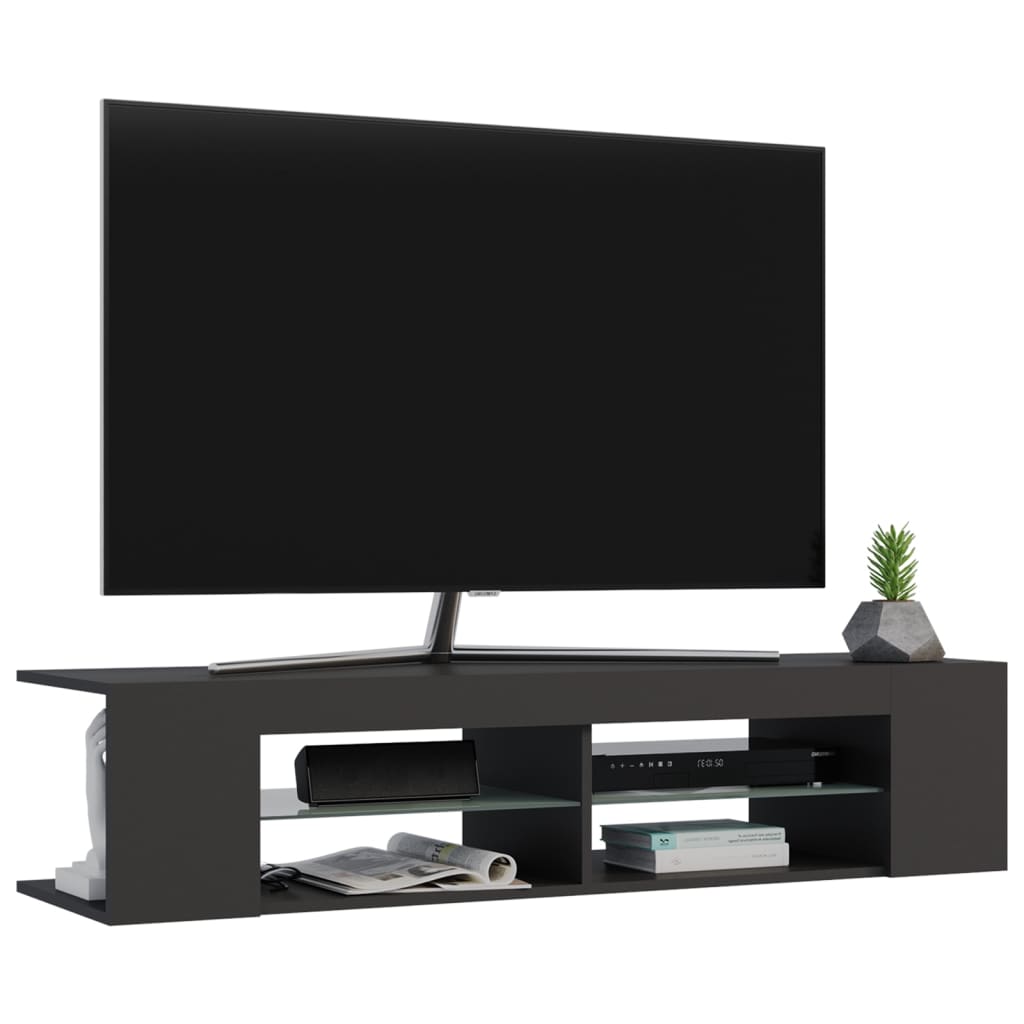 vidaXL TV-bänk med LED-belysning grå 135x39x30 cm