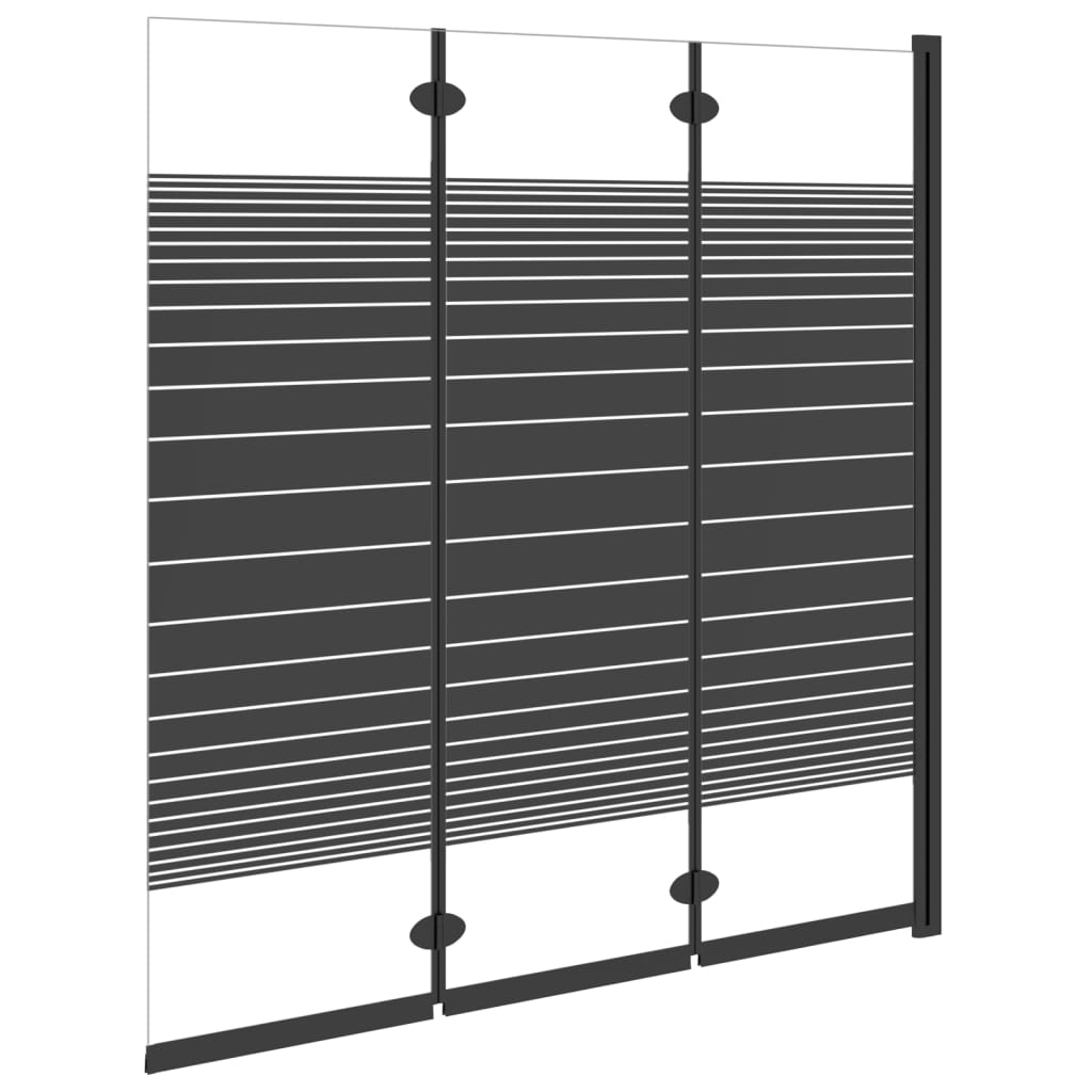 vidaXL Vikbar duschvägg 3 paneler 130x130 cm ESG svart