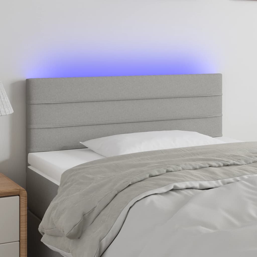 vidaXL Sänggavel LED ljusgrå 80x5x78/88 cm tyg