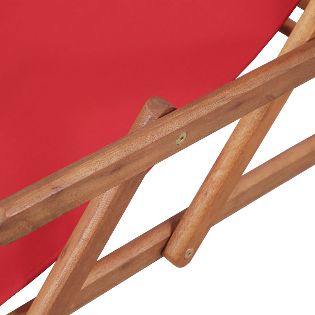 vidaXL Hopfällbar strandstol tyg och träram röd