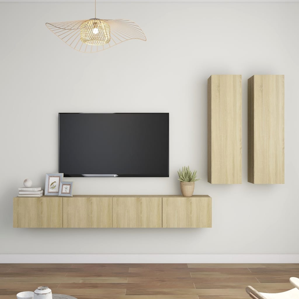 vidaXL TV-skåp 4 delar sonoma-ek konstruerat trä
