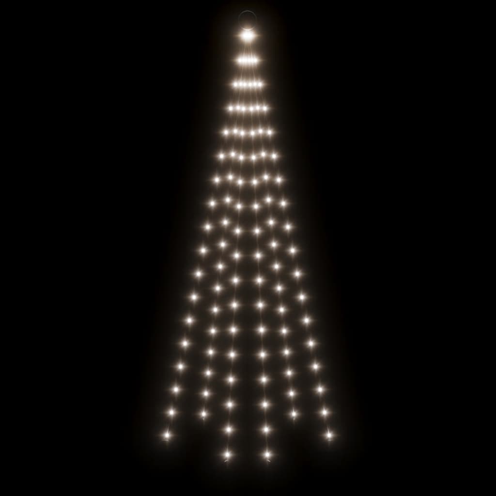 vidaXL Julgran på flaggstång kallvit 108 LEDs 180 cm