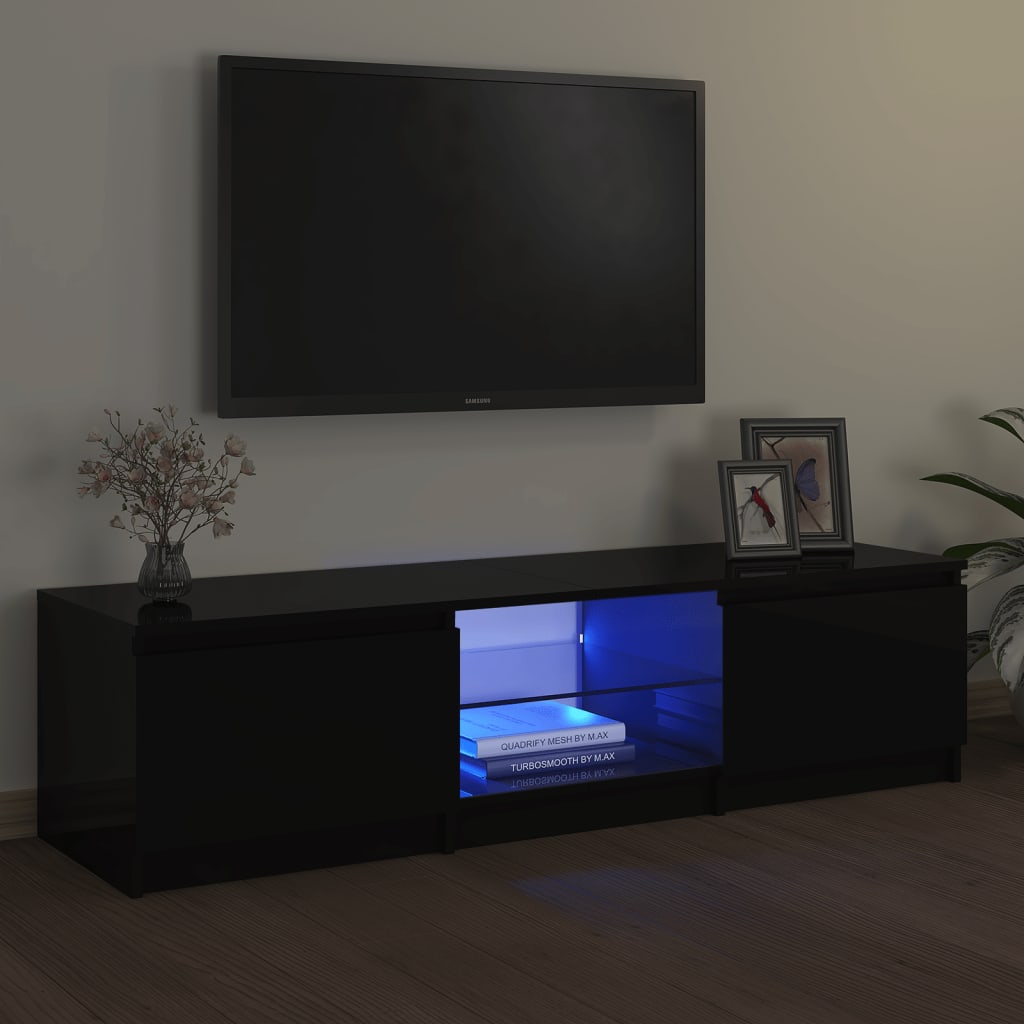 vidaXL TV-bänk med LED-belysning svart 140x40x35,5 cm