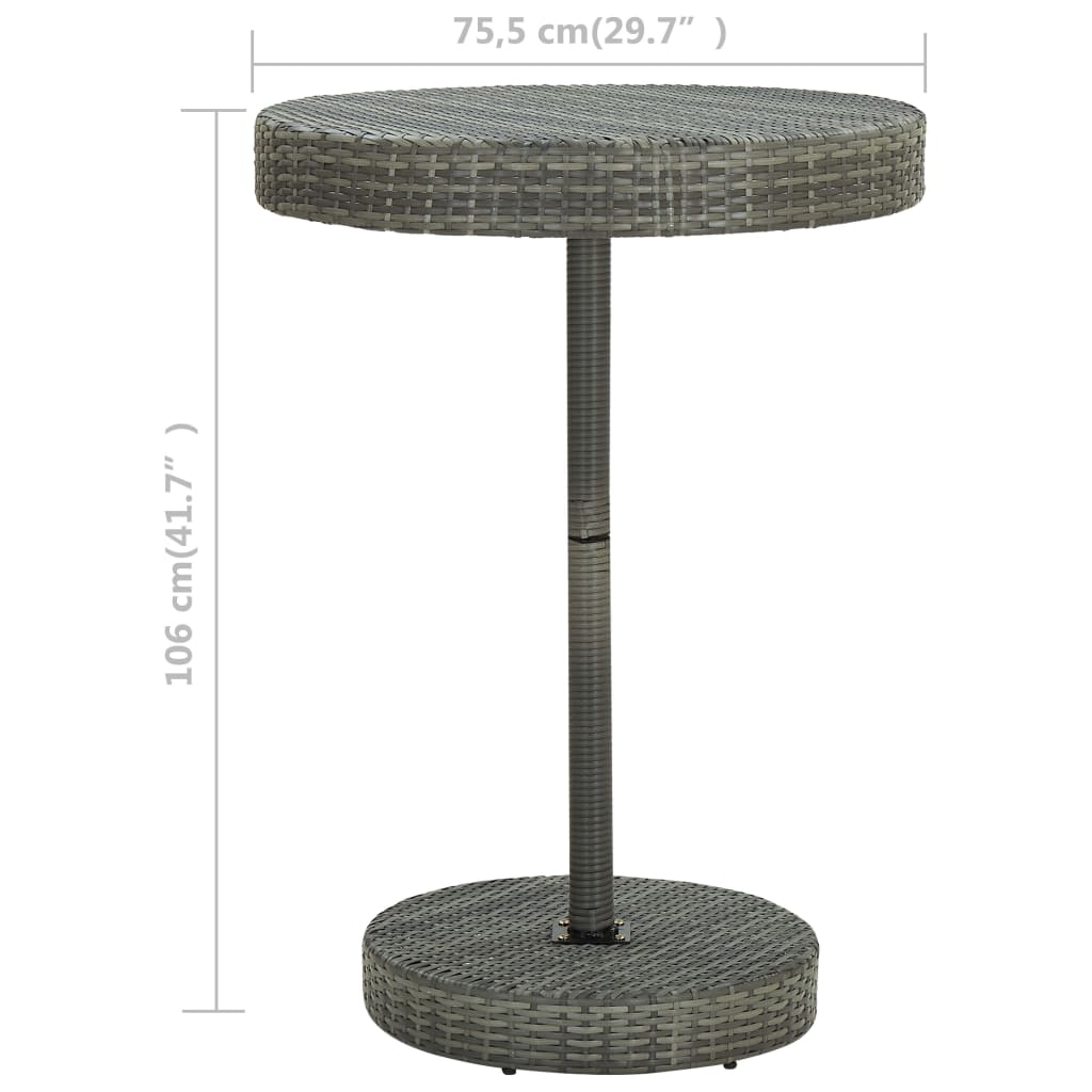 vidaXL Trädgårdsbord grå 75,5x106 cm konstrotting