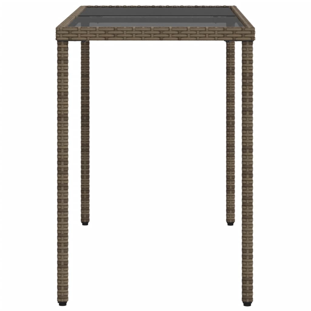 vidaXL Trädgårdsbord med glasskiva grå 115x54x74 cm konstrotting