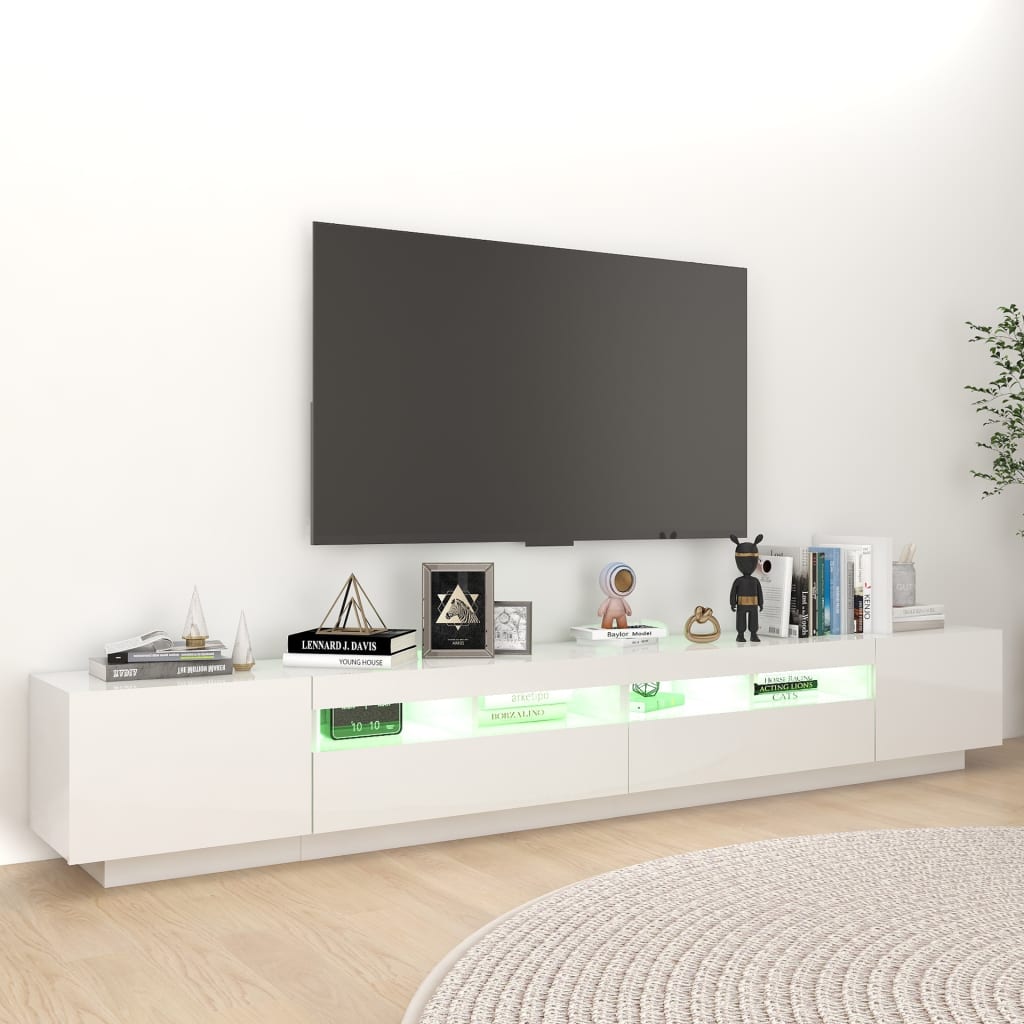 vidaXL TV-bänk med LED-belysning vit högglans 260x35x40 cm